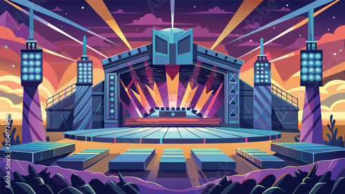 Tableau sur toile Music festival stage concert lights background with festival performance lightin