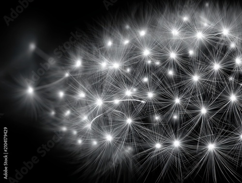 Abstract glowing lines and lights on dark background  