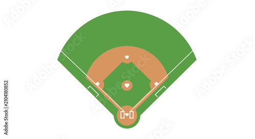 Fotografi Top view of a baseball field diagram illustration.