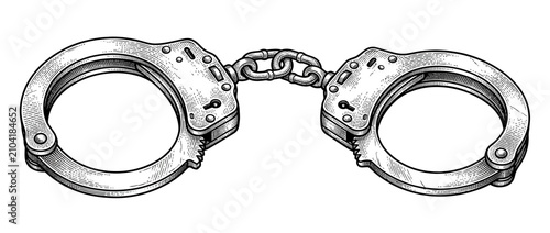 Bild auf Leinwand Illustration of Handcuffs in Sketch Style