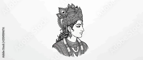 фотографія Ornate Headpiece with Peacock Feathers and Regal Portrait