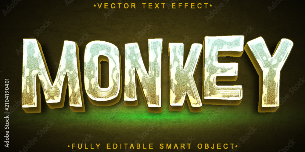 Foto Wild Monkey Jungle Vector Fully Editable Smart Object Text Effect