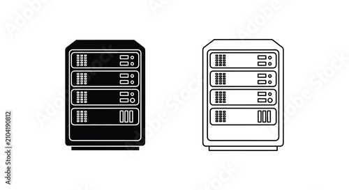 Plakat Server racks silhouette rack datacenter network technology