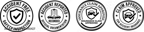 Round insurance seals for accident free and claim approved status