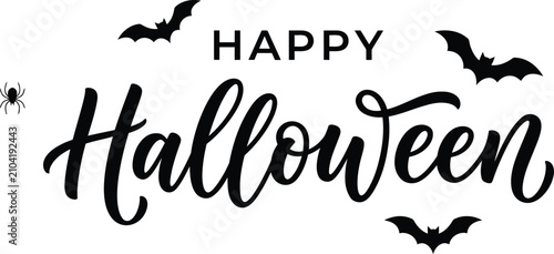 Konstfotografi Happy halloween greeting card design with elegant calligraphy script text surrou