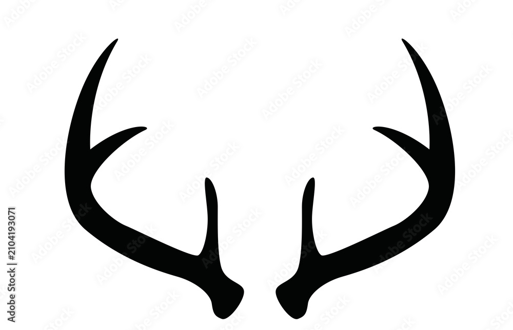 Naklejka premium Black Deer Antlers Silhouette Vector