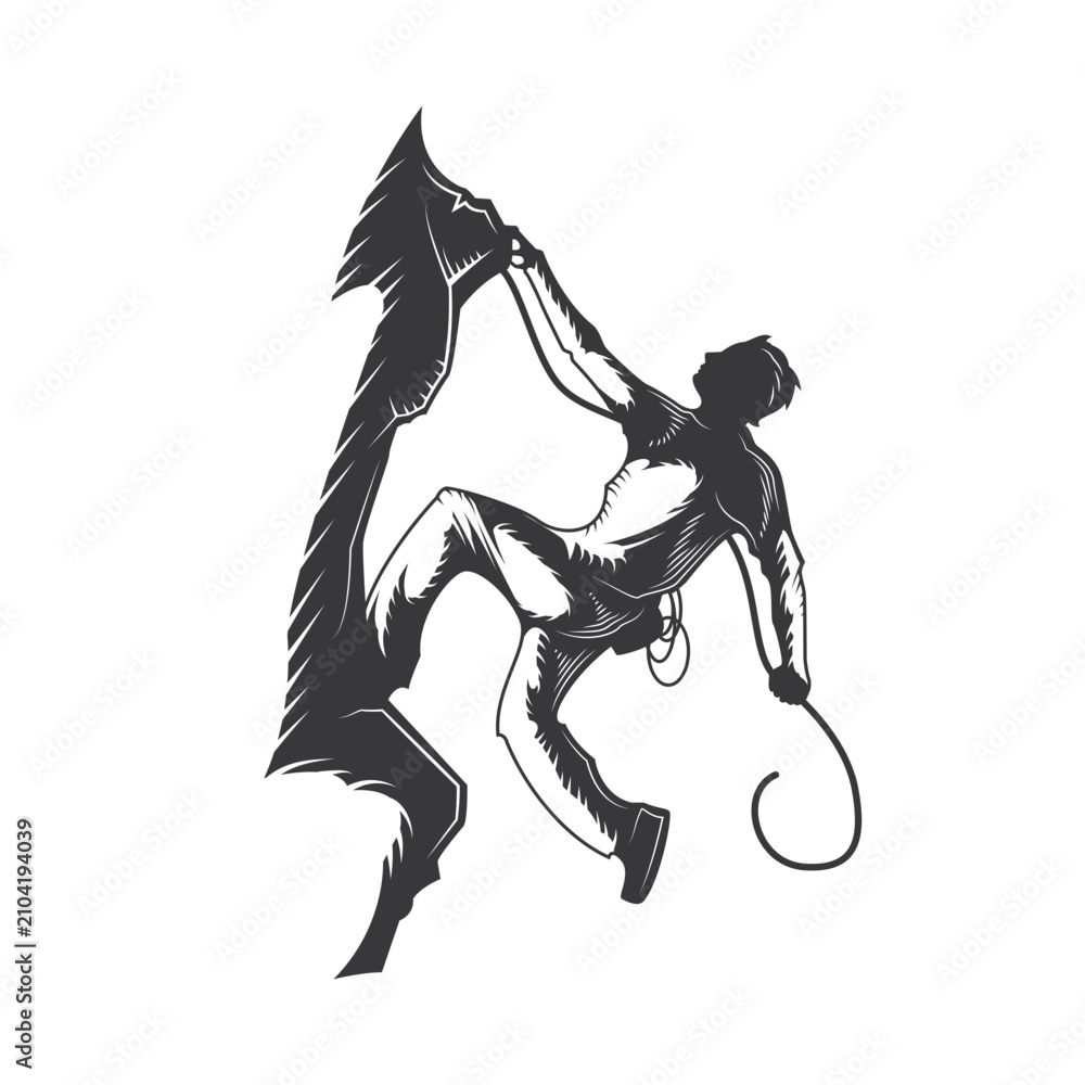Fototapeta premium Person Rock Climbing Camping Icon 89