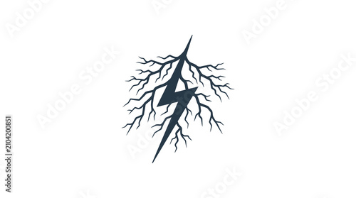 Bild auf Leinwand Stylized lightning bolt with branching roots symbol.