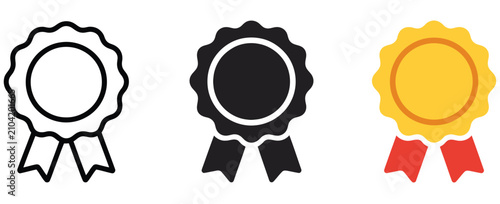 Fotografía Medal icon with ribbon badge representing certified approval, award, prize, achi