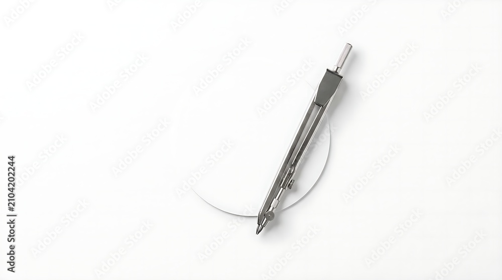 Fototapeta premium Drawing Compass on Blank Round Paper Concept for Precision Engineering and Architecture