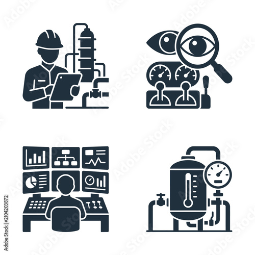 Tableau sur toile Industrial Engineer with Control Panel.