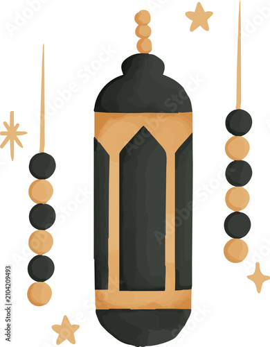 Photos Islamic Green Latern Illutration for Ramadan Kareem