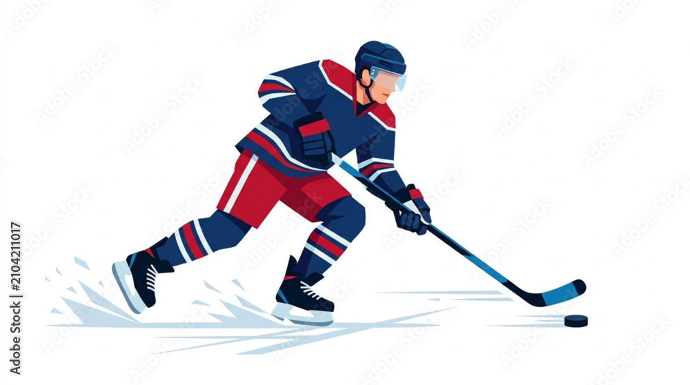 Obraz premium Dynamic Ice Hockey Player Vector Illustration