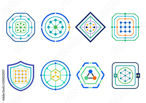 Collection of Enterprise Data Privacy Boundary clean editable vector