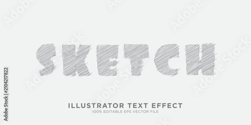 Sketch scribble style typography text effect graphic design with scribble typography handwritten creative lettering composition template editable marketing advertisemen