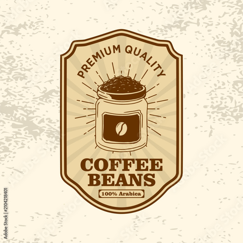 Ground Coffee Jar Packaging Label Retro Vector