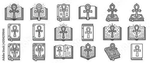 Photos Ancient Egyptian Ankh Symbol and Books Illustration