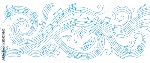Принти на полотні Abstract Musical Notes Flowing in Swirls