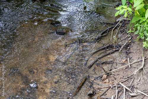 Cuadro en lienzo Bachlauf mit Niedrigwasser/Wassermangel