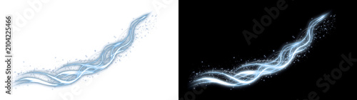 Fotografie Sparkling blue magic light swirl trail glows upward gracefully in PNG, Transpare