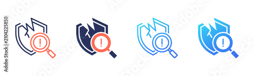 Vulnerability icon set multiple color collection