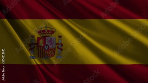 Realistic Spain Flag Waving in Wind 4K Loop Animation, Spanish National Flag Background