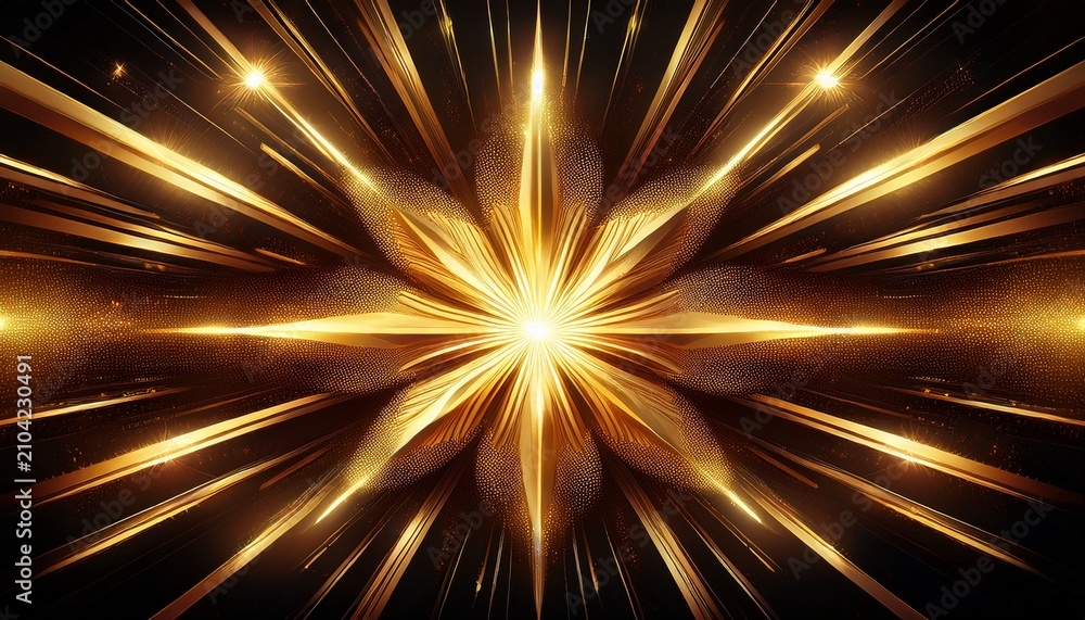 Obraz premium brilliant golden starburst on a black background radiating energy and light