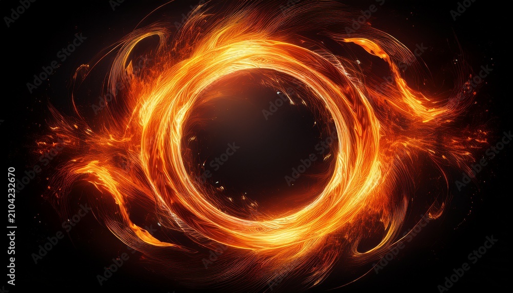 Obraz premium fiery orange circle on a black background creating a dynamic and vibrant visual effect