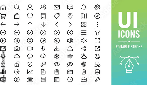 Vector icon collection design elements isolated graphic resource set for interface branding and creative projects