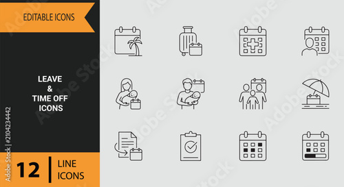 Employee Paid Leave Vacation Time Off Annual Holiday Calendar Planning Symbols