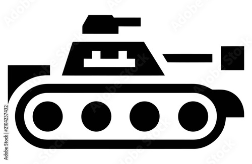 Photography Heavy military tank vehicle icon silhouette black and white flat vector graphic
