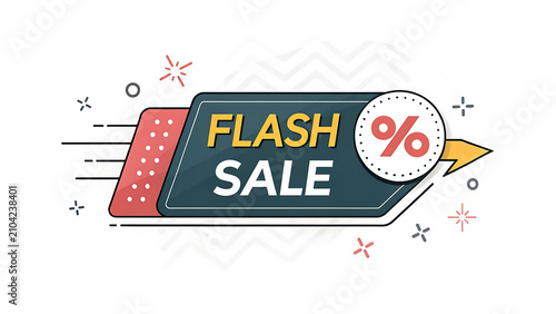 Flash sale promotional tag with percentage symbol icon, discount
