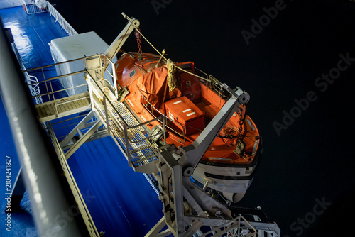Картината върху платно Lifeboat being lowered from a passenger ship