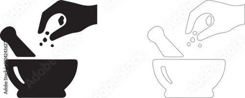 Fotografie Garlic press crusher manual vector icon filled and outline, mincing cloves in squeezer tool symbol
