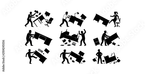 Fotografie Office Worker Silhouette Icon Set