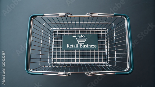 Chrome wire shopping basket with red handle shopping commerce