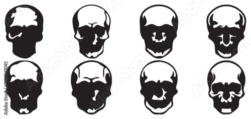 Unique skull face shapes and expressions for character development vector illustration eps 10