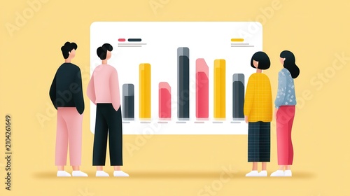 Business Team Analyzing Financial Growth Bar Chart Presentation