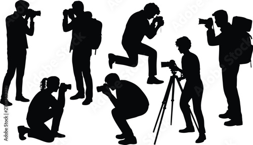 Fotografía Photographer silhouettes collection diverse poses for creative design and visual