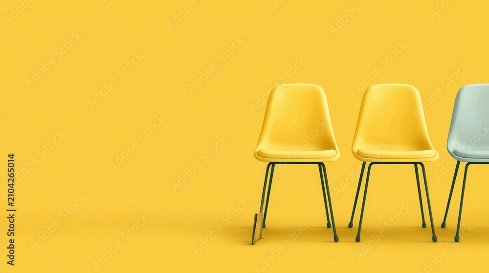 Obraz premium Minimalist Yellow Chairs Concept for Diversity and Inclusion