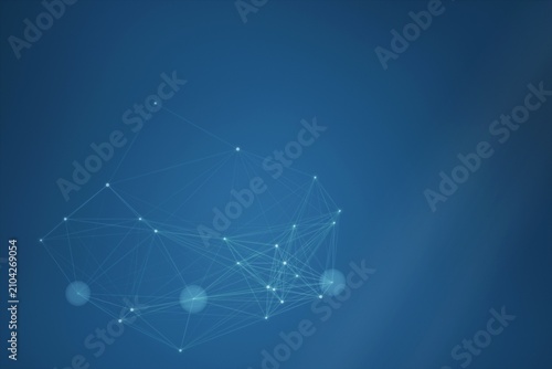 Obraz na płótnie Abstract network of points and lines on blue background