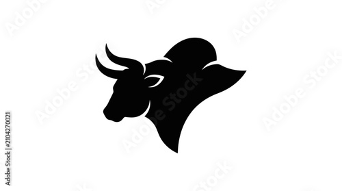 Принти на полотні Humped bull head silhouette profile.