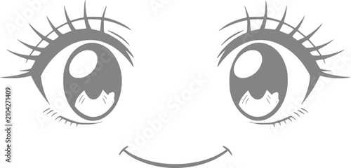 Bild auf Leinwand Minimalista de una linda cara estilo anime con grandes ojos expresivos y una sua