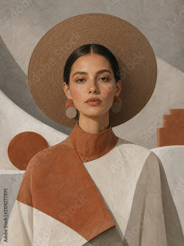 Elegant woman in minimalist contemporary fashion