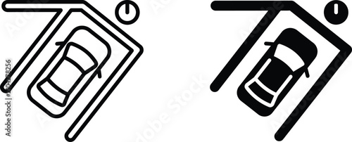 Valet parking service icon set in outline and solid vector graphic