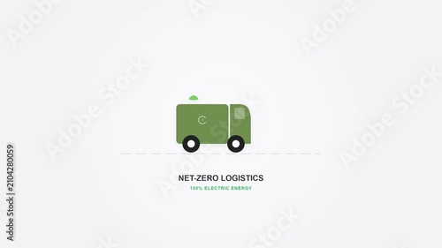 Eco-Friendly Net-Zero Logistics Electric Delivery Van Vector Icon for Sustainable Transport and Green Shipping