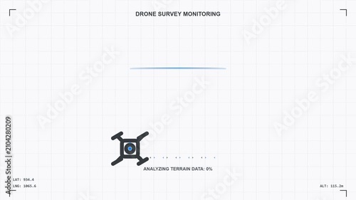 Minimalist Top Down Drone Aerial Survey Technology Concept Graphic Interface Visualization