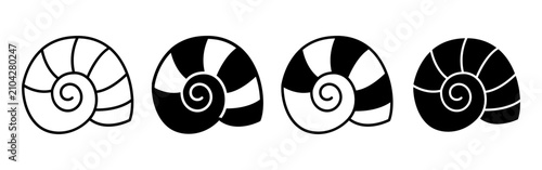 Photos Four Stylized Nautilus Shell Icons Summer Beach.