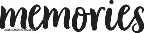Fotografie Elegant handwritten script lettering of the word memories a versatile black text