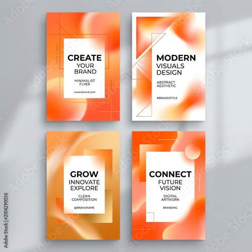 Modern Abstract Orange Gradient Flyers with Text for Branding and Design